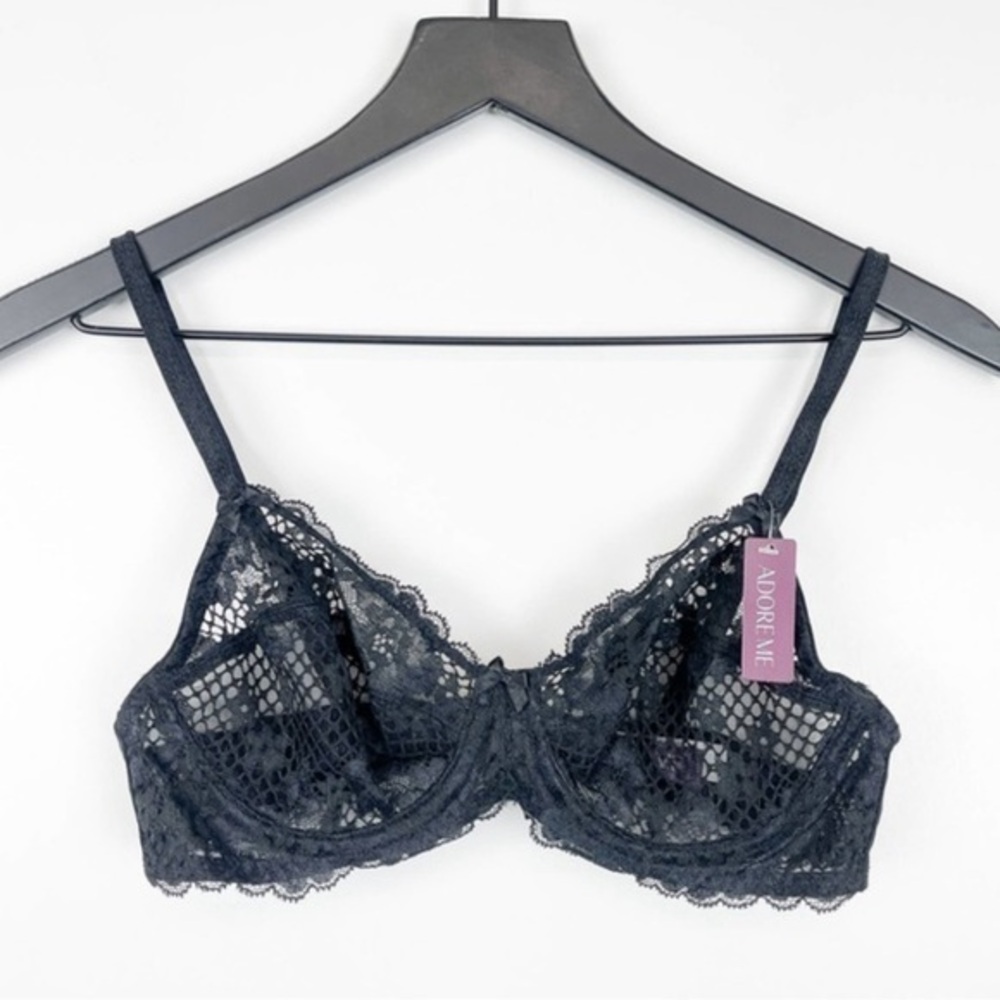 New Adore Me Black Lace Underwire Bra Size 32B NWT